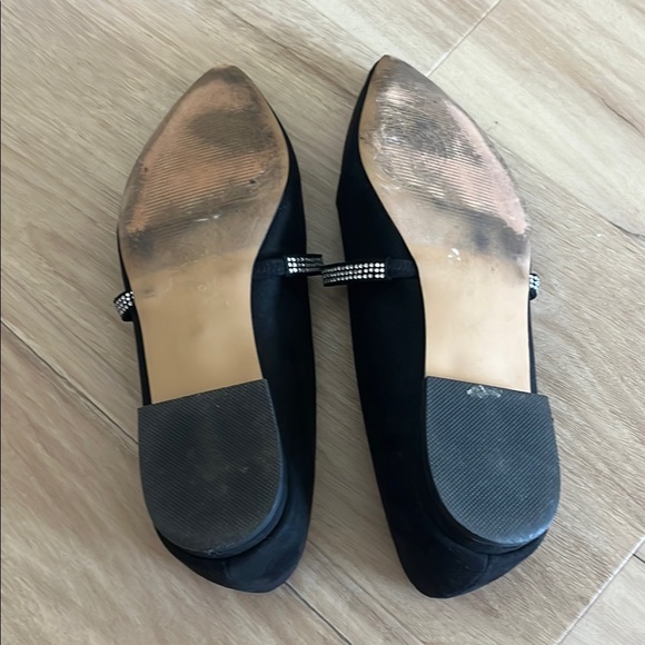 Ann Taylor - Black Flats with Rhinestone Strap - Picture 4 of 6